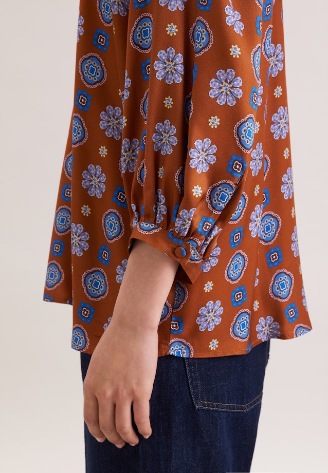 Satinierte Tunikabluse mit Volumenärmeln in Orange |  Seidensticker Onlineshop