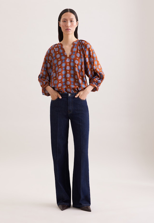 Satinierte Tunikabluse mit Volumenärmeln in Orange |  Seidensticker Onlineshop
