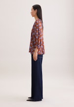 Satinierte Tunikabluse mit Volumenärmeln in Orange |  Seidensticker Onlineshop