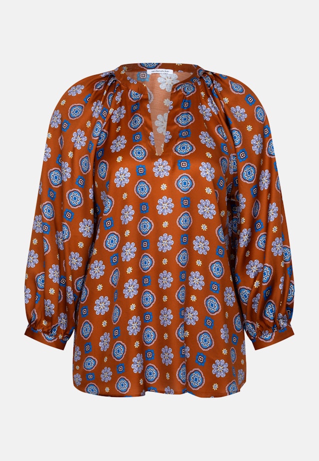 Satinierte Tunikabluse mit Volumenärmeln in Orange |  Seidensticker Onlineshop