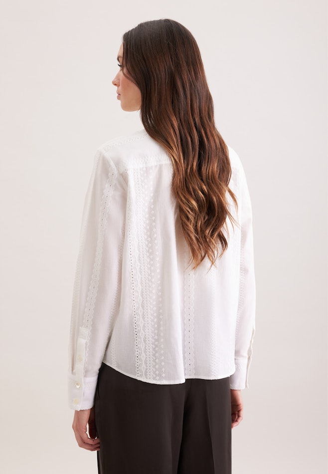 Stickerei Hemdbluse mit tiefer Passe in Weiß | Seidensticker Onlineshop