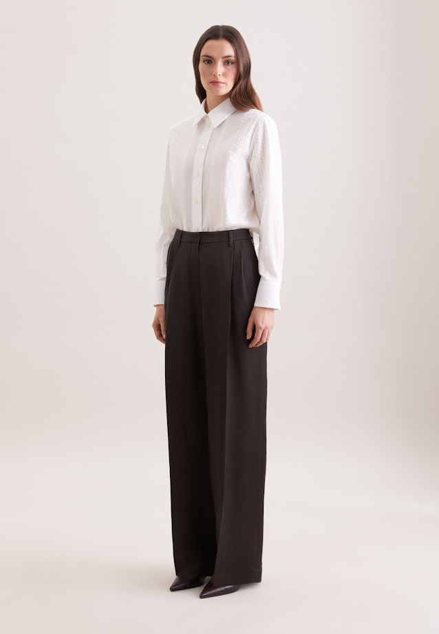 Stickerei Hemdbluse mit tiefer Passe in Weiß |  Seidensticker Onlineshop