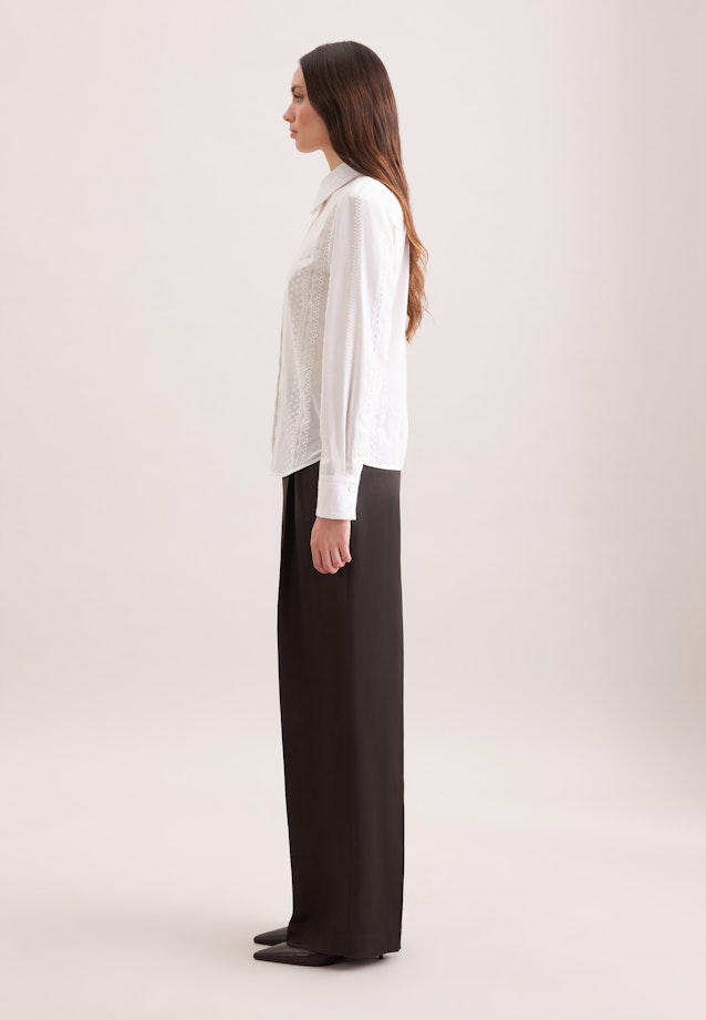 Stickerei Hemdbluse mit tiefer Passe in Weiß |  Seidensticker Onlineshop