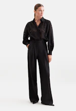 Hemdbluse aus Spitze mit Volumenärmel aus Baumwoll Mix in Schwarz |  Seidensticker Onlineshop
