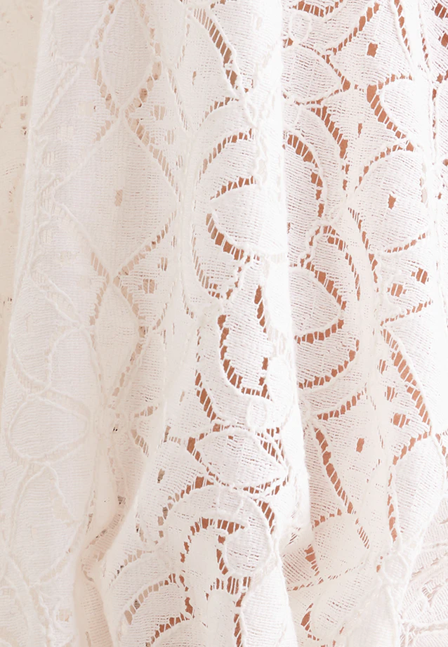 Hemdbluse aus Spitze mit Volumenärmel aus Baumwoll Mix in Weiß |  Seidensticker Onlineshop