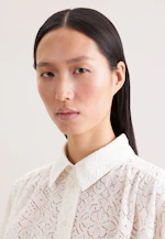 Hemdbluse aus Spitze mit Volumenärmel aus Baumwoll Mix in Weiß |  Seidensticker Onlineshop