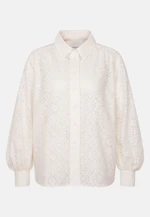 Lace shirt blouse with volume sleeves in cotton mix in Weiß |  Seidensticker Onlineshop