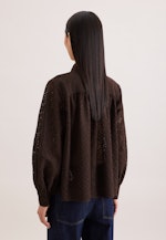 Hemdbluse aus Spitze mit Volumenärmel aus Baumwoll Mix in Braun |  Seidensticker Onlineshop