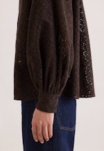 Hemdbluse aus Spitze mit Volumenärmel aus Baumwoll Mix in Braun |  Seidensticker Onlineshop