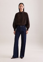 Hemdbluse aus Spitze mit Volumenärmel aus Baumwoll Mix in Braun |  Seidensticker Onlineshop