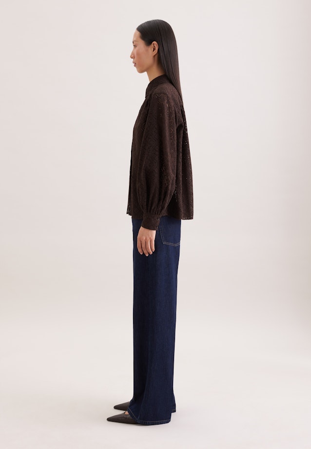 Hemdbluse aus Spitze mit Volumenärmel aus Baumwoll Mix in Braun |  Seidensticker Onlineshop