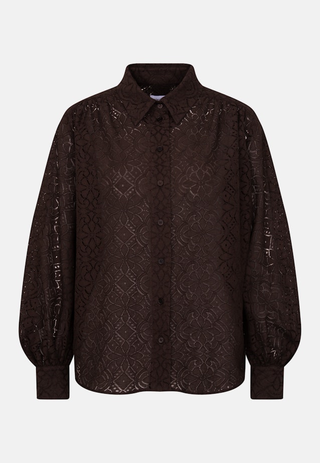 Hemdbluse aus Spitze mit Volumenärmel aus Baumwoll Mix in Braun |  Seidensticker Onlineshop