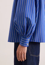 Shirt blouse with volume sleeves in Mittelblau |  Seidensticker Onlineshop