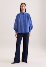 Hemdbluse mit Volumenärmel in Mittelblau |  Seidensticker Onlineshop