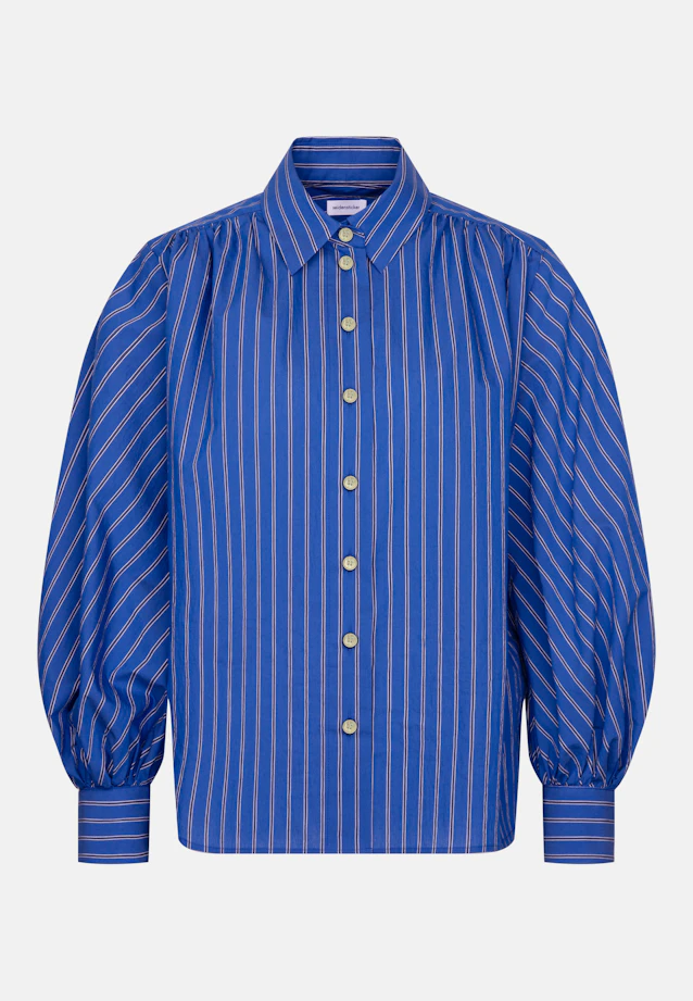 Shirt blouse with volume sleeves in Mittelblau |  Seidensticker Onlineshop