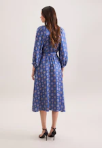 Satin tunic dress with volume sleeves in Mittelblau |  Seidensticker Onlineshop