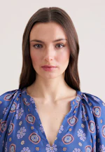 Satin tunic dress with volume sleeves in Mittelblau |  Seidensticker Onlineshop