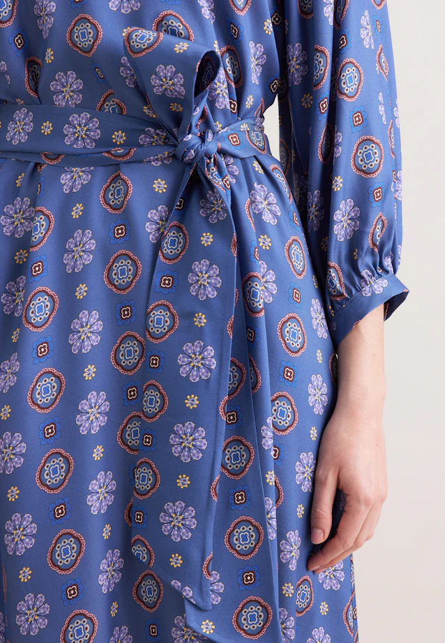 Satin tunic dress with volume sleeves in Mittelblau |  Seidensticker Onlineshop