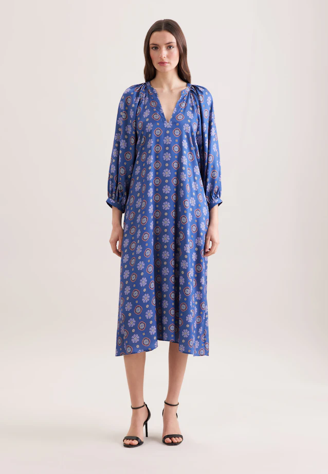 Satin tunic dress with volume sleeves in Mittelblau |  Seidensticker Onlineshop