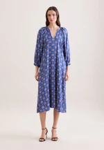 Satin tunic dress with volume sleeves in Mittelblau |  Seidensticker Onlineshop