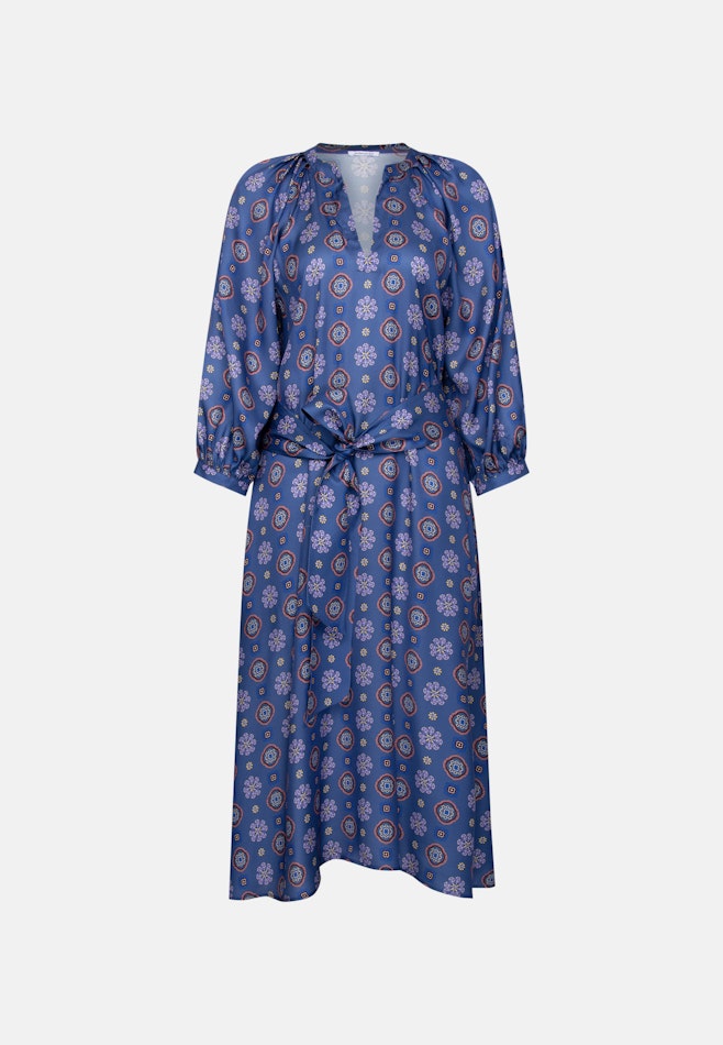 Satiniertes Tunikakleid mit Volumenärmeln in Mittelblau | Seidensticker Onlineshop