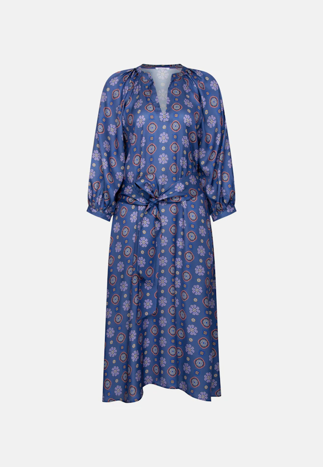 Satiniertes Tunikakleid mit Volumenärmeln in Mittelblau | Seidensticker Onlineshop