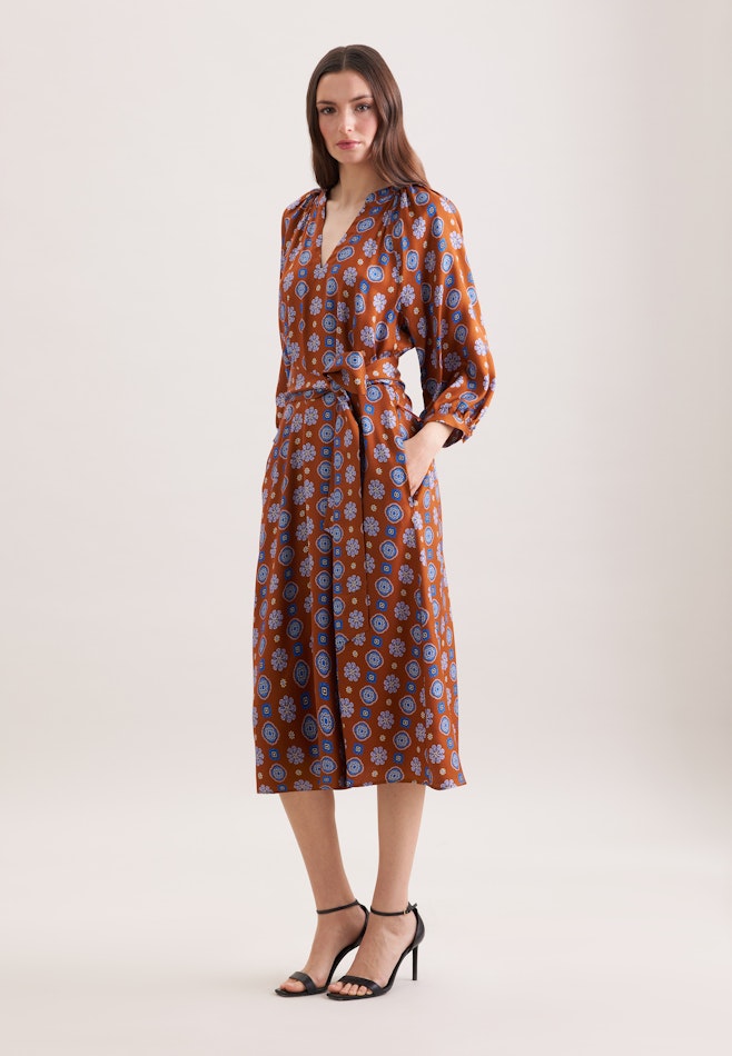 Satiniertes Tunikakleid mit Volumenärmeln in Orange | Seidensticker Onlineshop