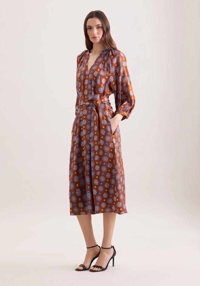 Satiniertes Tunikakleid mit Volumenärmeln in Orange | Seidensticker Onlineshop