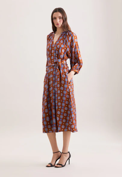 Satin tunic dress with volume sleeves in Orange |  Seidensticker Onlineshop