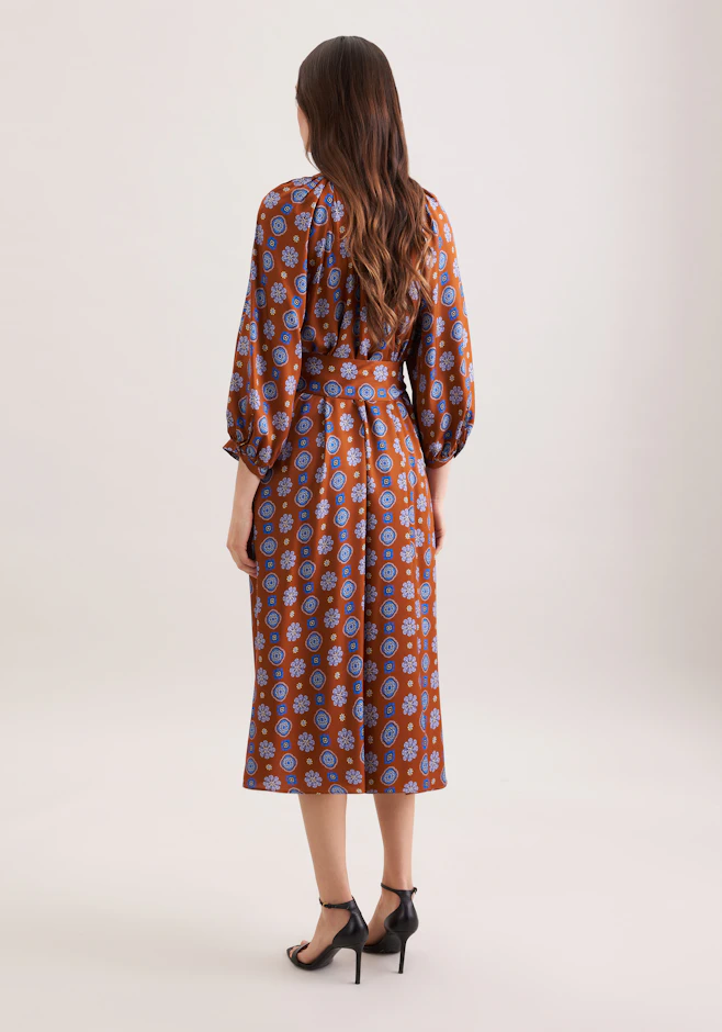 Satiniertes Tunikakleid mit Volumenärmeln in Orange | Seidensticker Onlineshop
