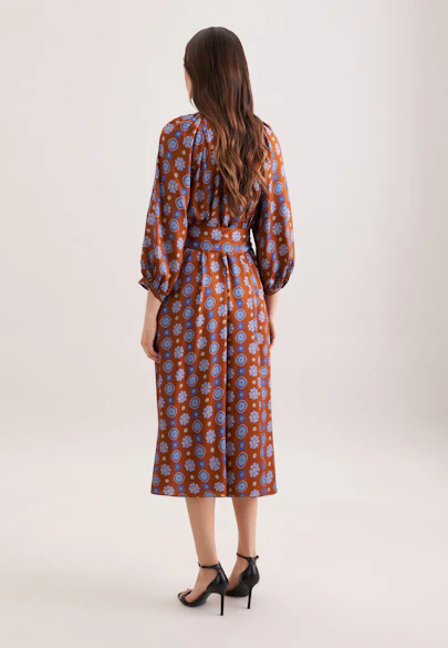 Satiniertes Tunikakleid mit Volumenärmeln in Orange |  Seidensticker Onlineshop