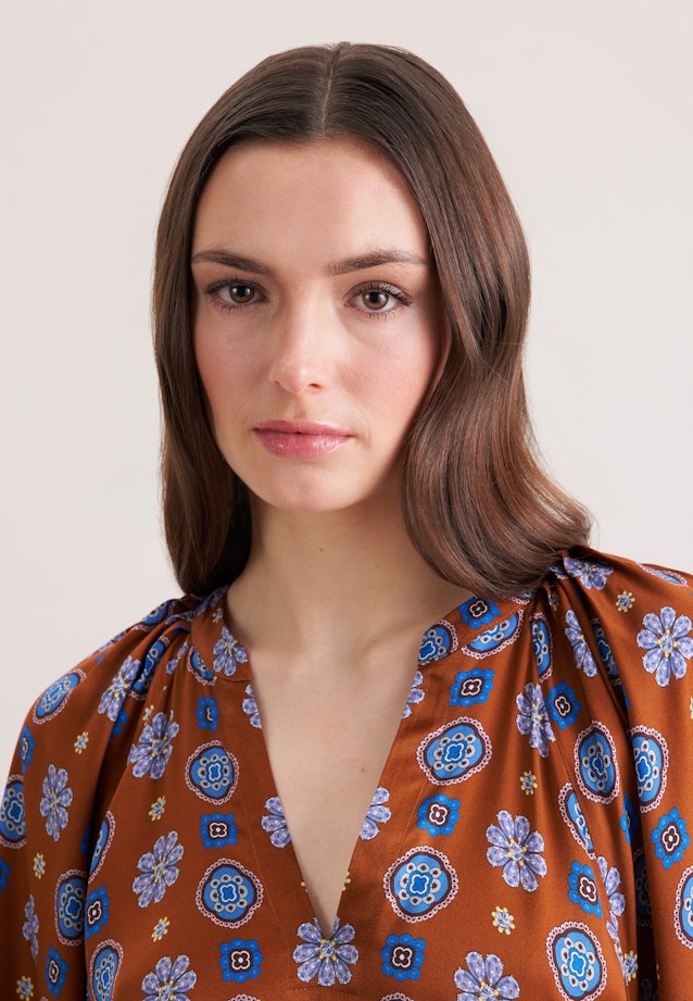 Satiniertes Tunikakleid mit Volumenärmeln in Orange |  Seidensticker Onlineshop