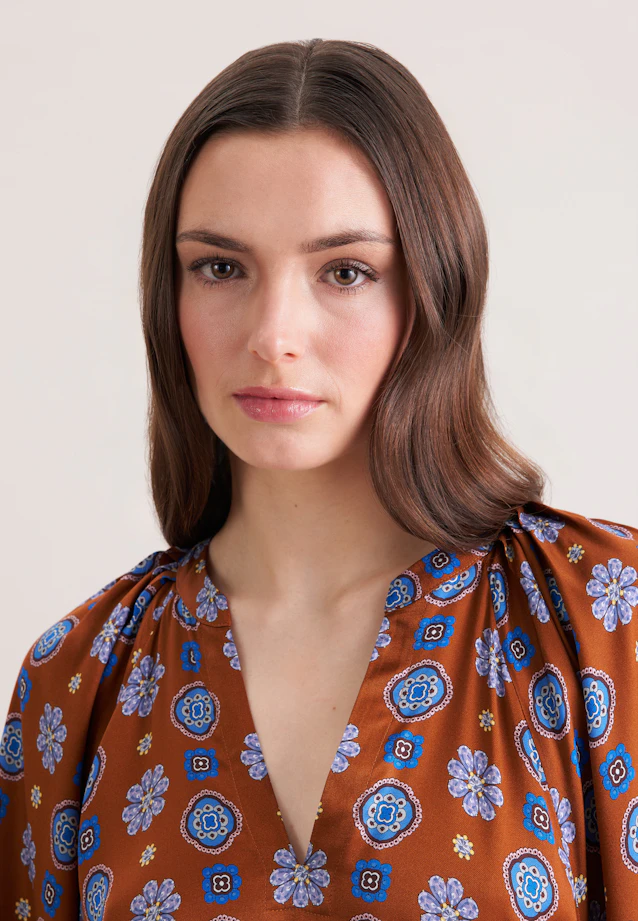 Satin tunic dress with volume sleeves in Orange |  Seidensticker Onlineshop