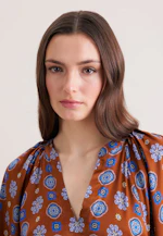 Satin tunic dress with volume sleeves in Orange |  Seidensticker Onlineshop