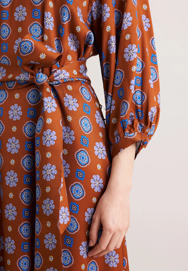 Satin tunic dress with volume sleeves in Orange |  Seidensticker Onlineshop