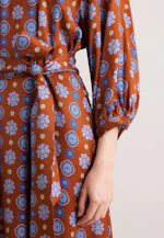 Satin tunic dress with volume sleeves in Orange |  Seidensticker Onlineshop