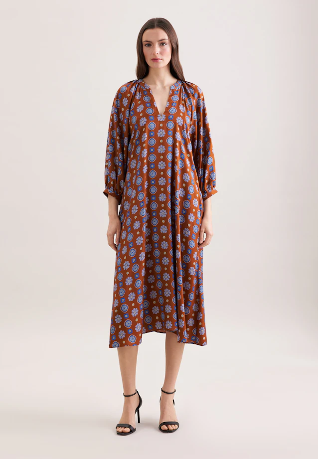 Satin tunic dress with volume sleeves in Orange |  Seidensticker Onlineshop