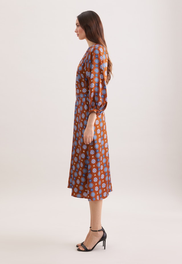 Satiniertes Tunikakleid mit Volumenärmeln in Orange |  Seidensticker Onlineshop