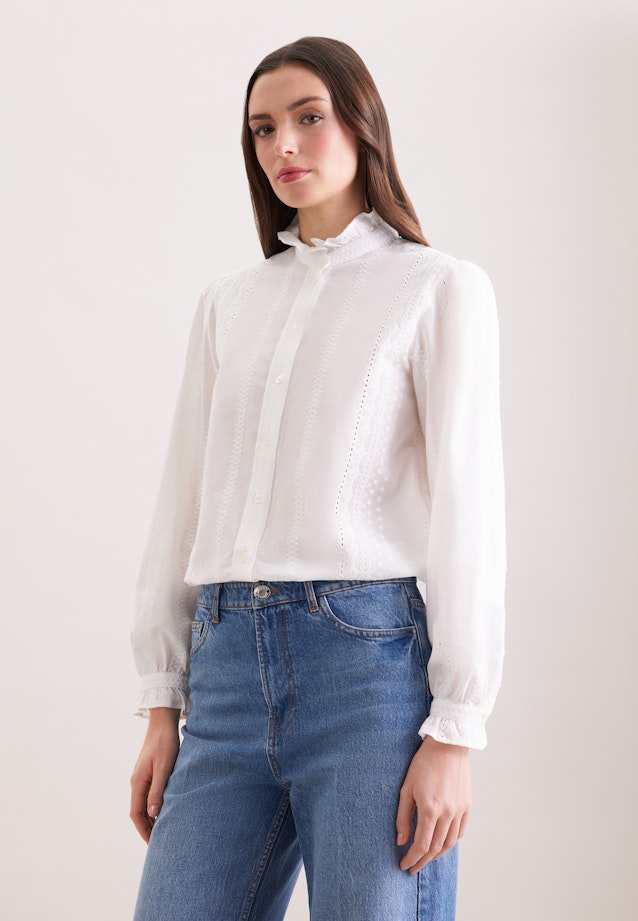 Stickerei Hemdbluse mit Rüschendetails in Weiß |  Seidensticker Onlineshop