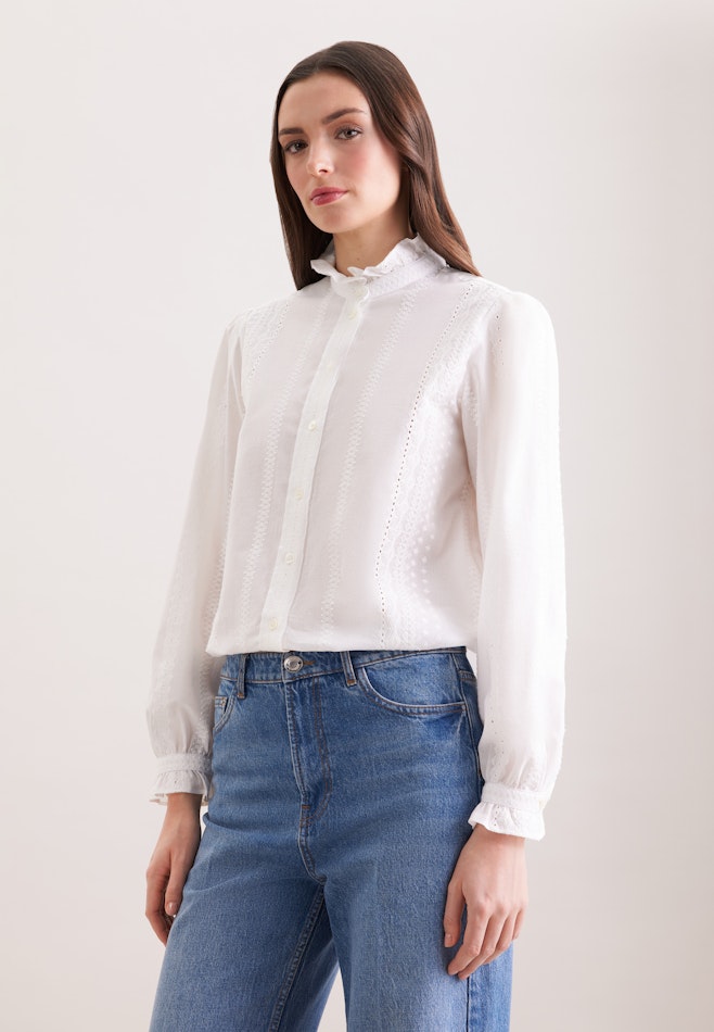 Stickerei Hemdbluse mit Rüschendetails in Weiß | Seidensticker Onlineshop