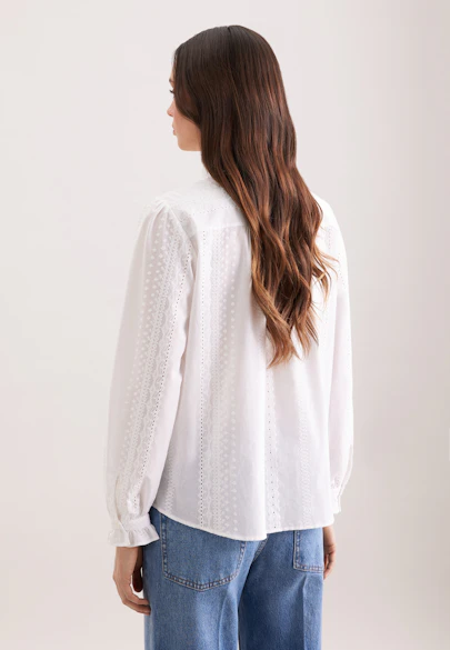 Chemisier broderie avec des détails à volants in Blanc |  Seidensticker Onlineshop