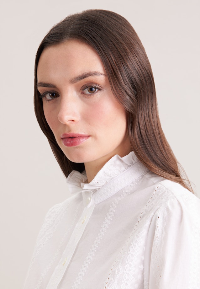 Stickerei Hemdbluse mit Rüschendetails in Weiß |  Seidensticker Onlineshop