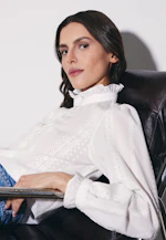 Stickerei Hemdbluse mit Rüschendetails in Weiß |  Seidensticker Onlineshop