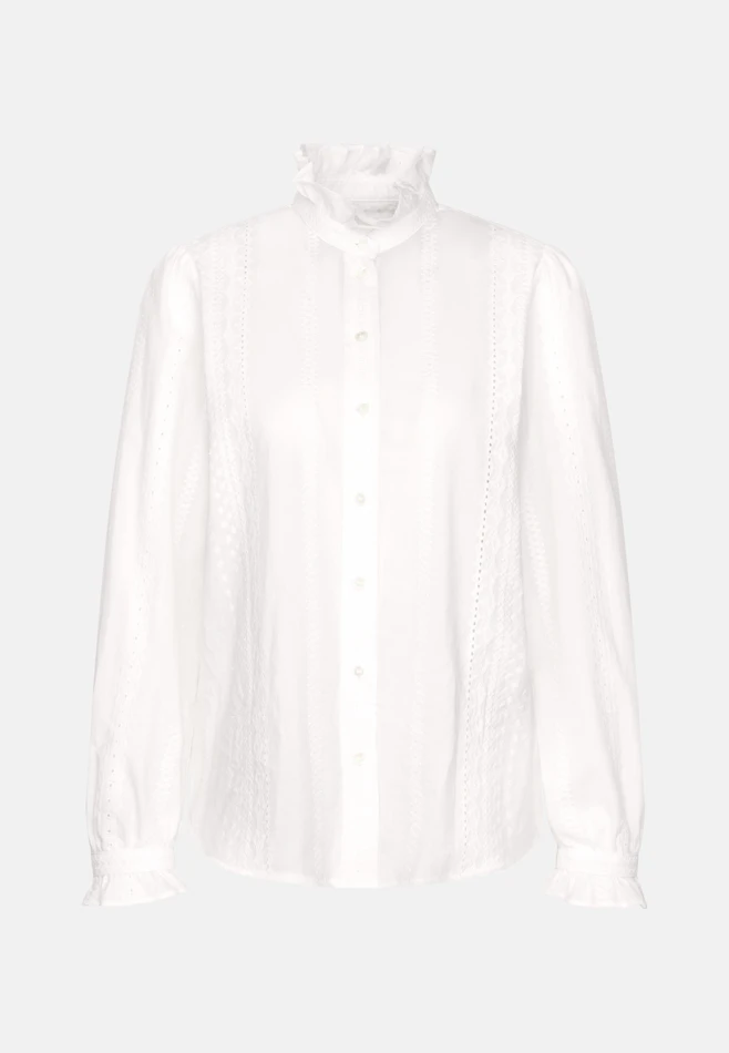 Stickerei Hemdbluse mit Rüschendetails in Weiß | Seidensticker Onlineshop