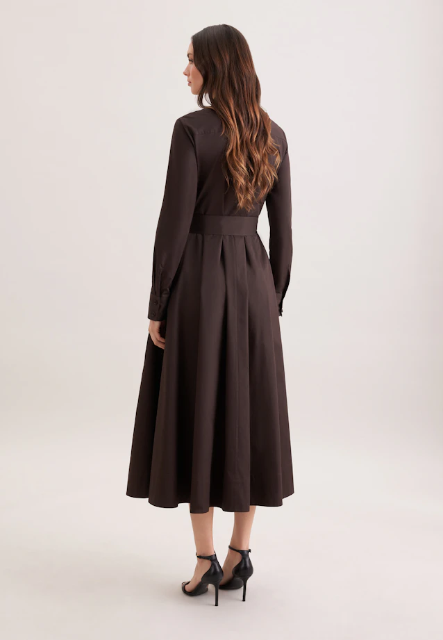 Wide swinging shirt dress made of cotton twill, slim in Braun |  Seidensticker Onlineshop