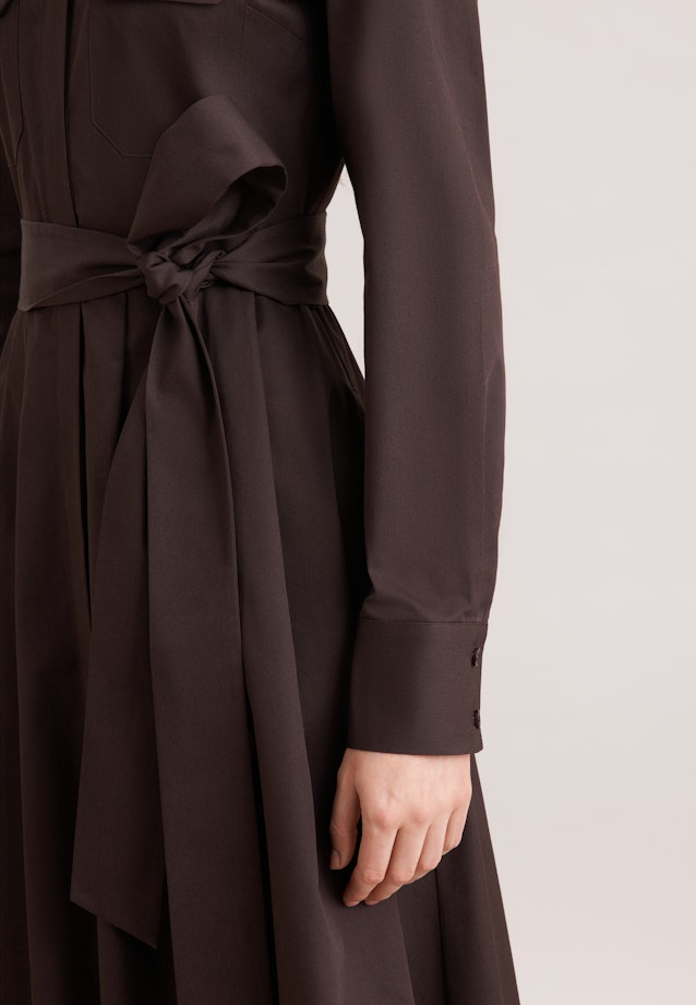 Weit schwingendes Hemdblusenkleid aus Baumwoll Twill, slim in Braun |  Seidensticker Onlineshop