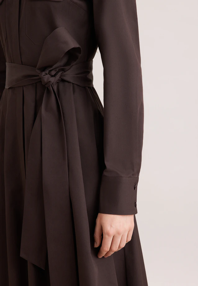 Wide swinging shirt dress made of cotton twill, slim in Braun |  Seidensticker Onlineshop