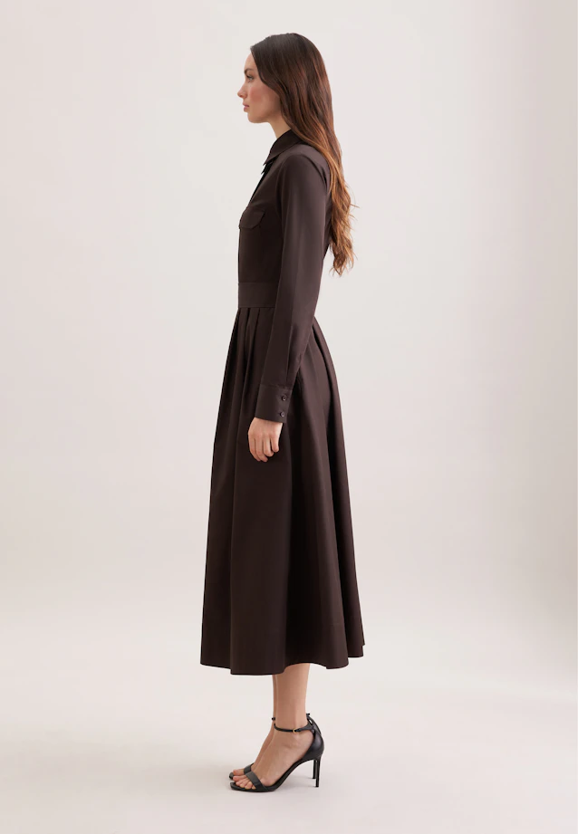 Wide swinging shirt dress made of cotton twill, slim in Braun |  Seidensticker Onlineshop