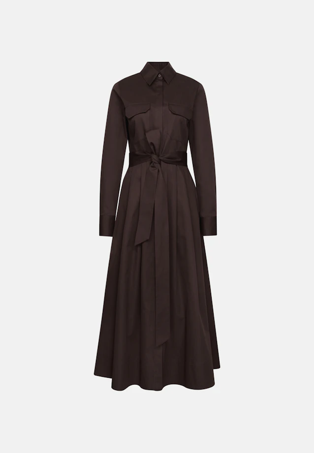 Wide swinging shirt dress made of cotton twill, slim in Braun |  Seidensticker Onlineshop