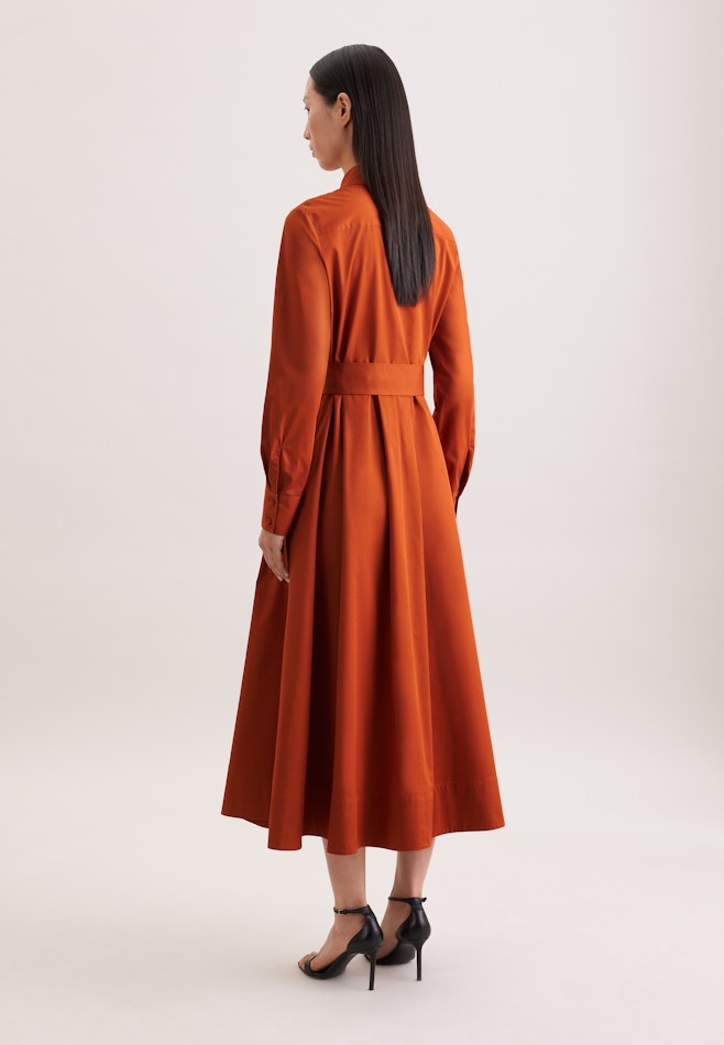 Weit schwingendes Hemdblusenkleid aus Baumwoll Twill, slim dans Orange | Boutique en ligne Seidensticker